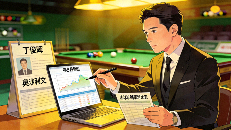 斯诺克专家正在分析比赛数据和球员状态